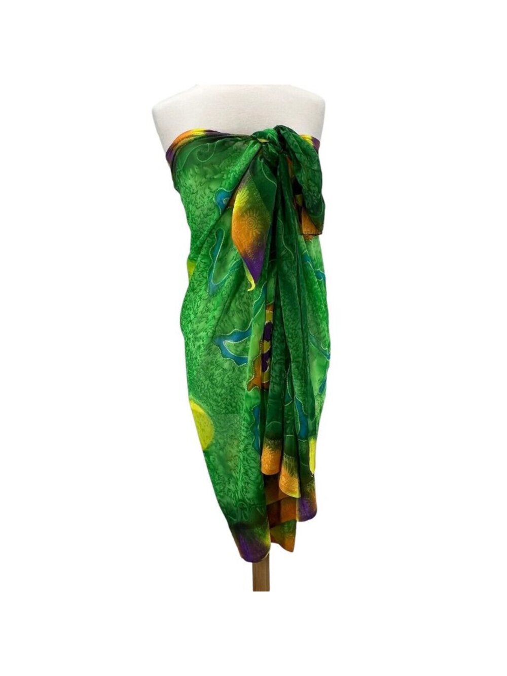 Green & Multicolor Hawaiian Beach Sarong Wrap Scarf